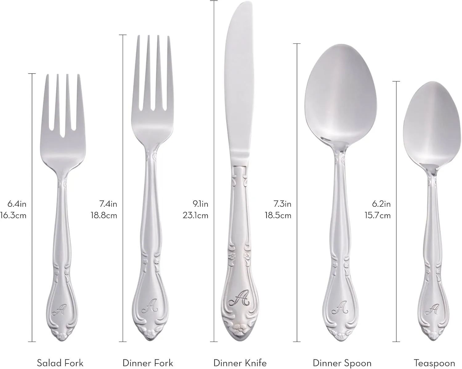 RiverRidge 5417-843-O Rose 46 Piece Monogrammed Flatware Set, Letter O, No size, Silver
