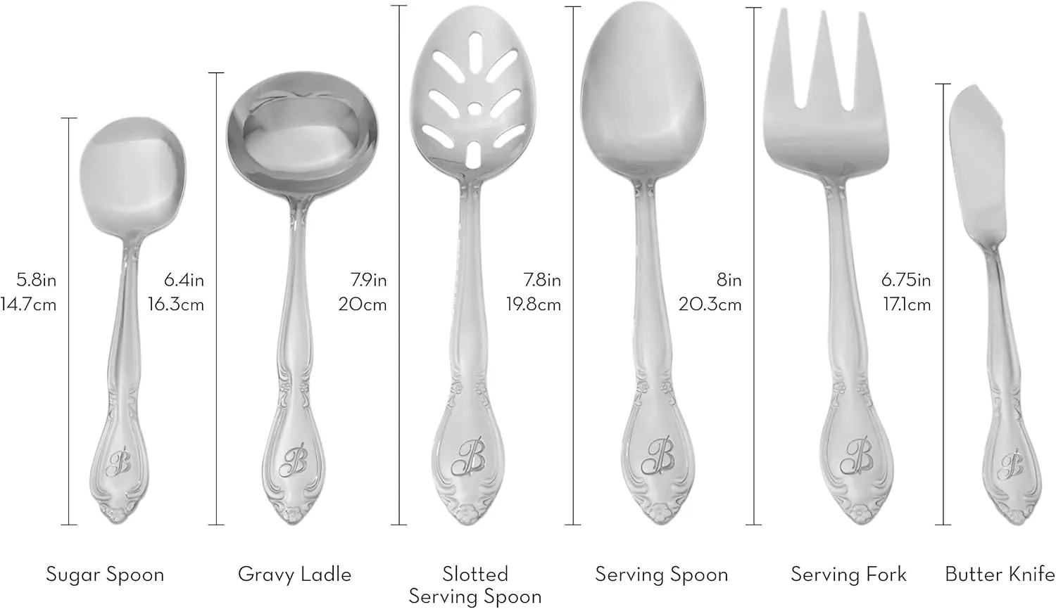 RiverRidge 5417-843-O Rose 46 Piece Monogrammed Flatware Set, Letter O, No size, Silver