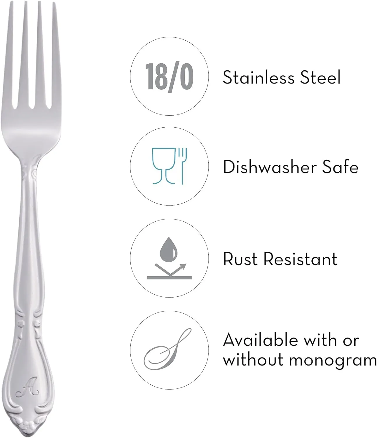 RiverRidge 5417-843-O Rose 46 Piece Monogrammed Flatware Set, Letter O, No size, Silver
