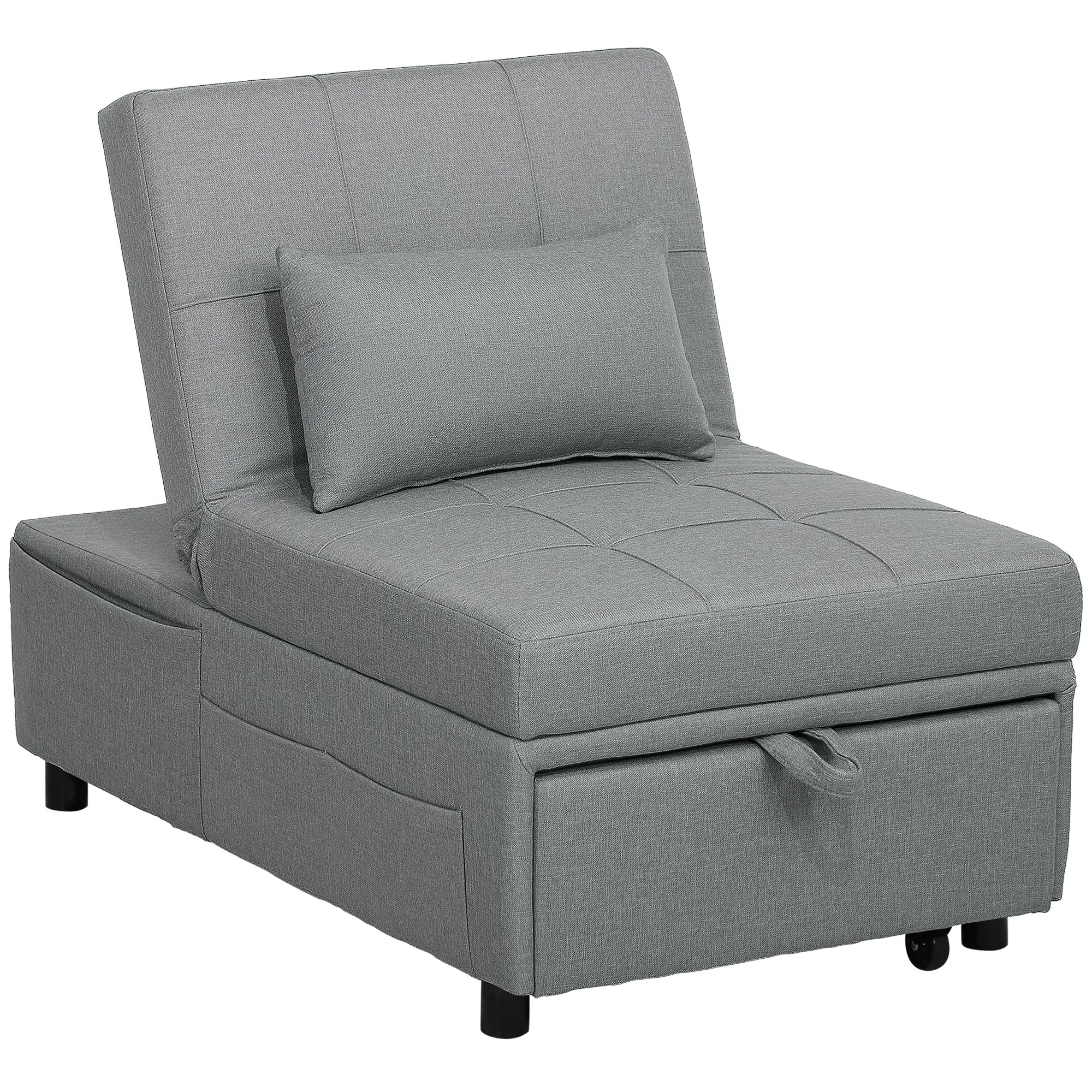 Rootz 3-in-1 Folding Chair - Guest Bed - Recliner Chair - Adjustable Backrest - Foam Padding - 65.5L x 104W x 81H cm