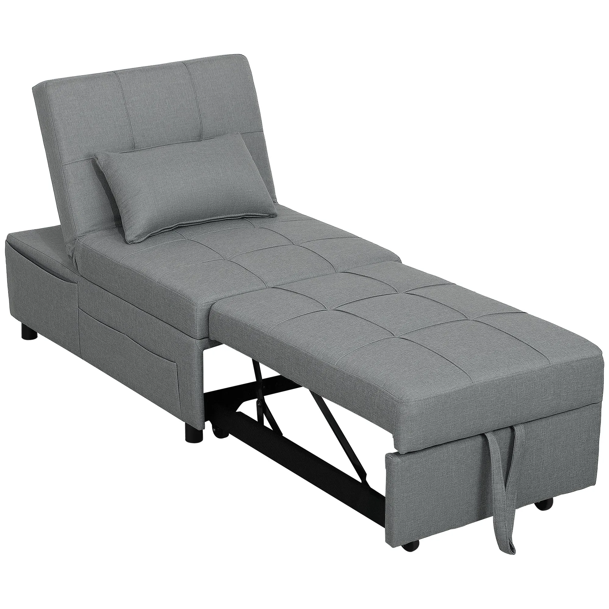 Rootz 3-in-1 Folding Chair - Guest Bed - Recliner Chair - Adjustable Backrest - Foam Padding - 65.5L x 104W x 81H cm