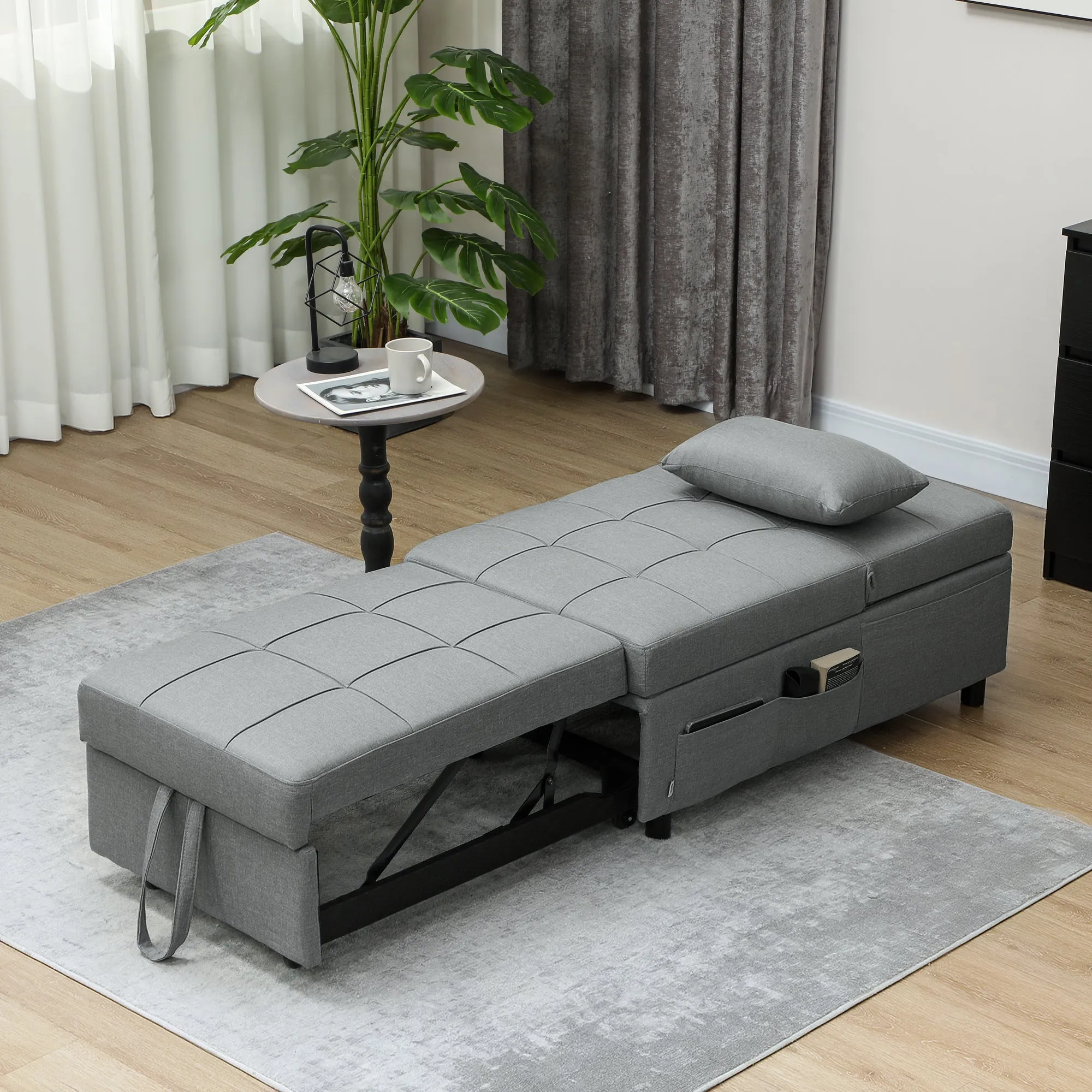 Rootz 3-in-1 Folding Chair - Guest Bed - Recliner Chair - Adjustable Backrest - Foam Padding - 65.5L x 104W x 81H cm