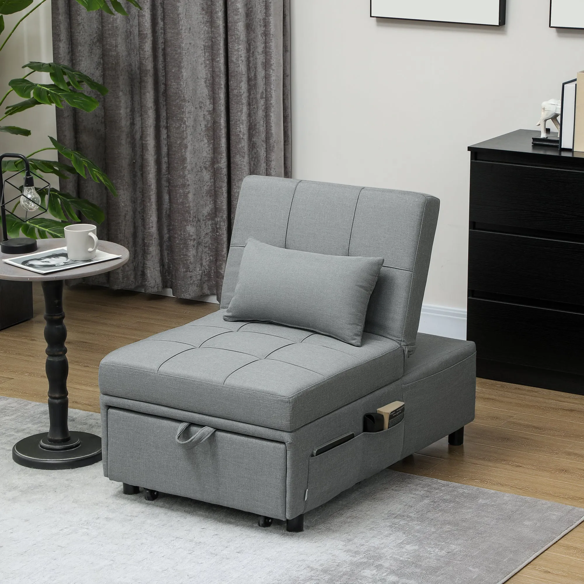 Rootz 3-in-1 Folding Chair - Guest Bed - Recliner Chair - Adjustable Backrest - Foam Padding - 65.5L x 104W x 81H cm
