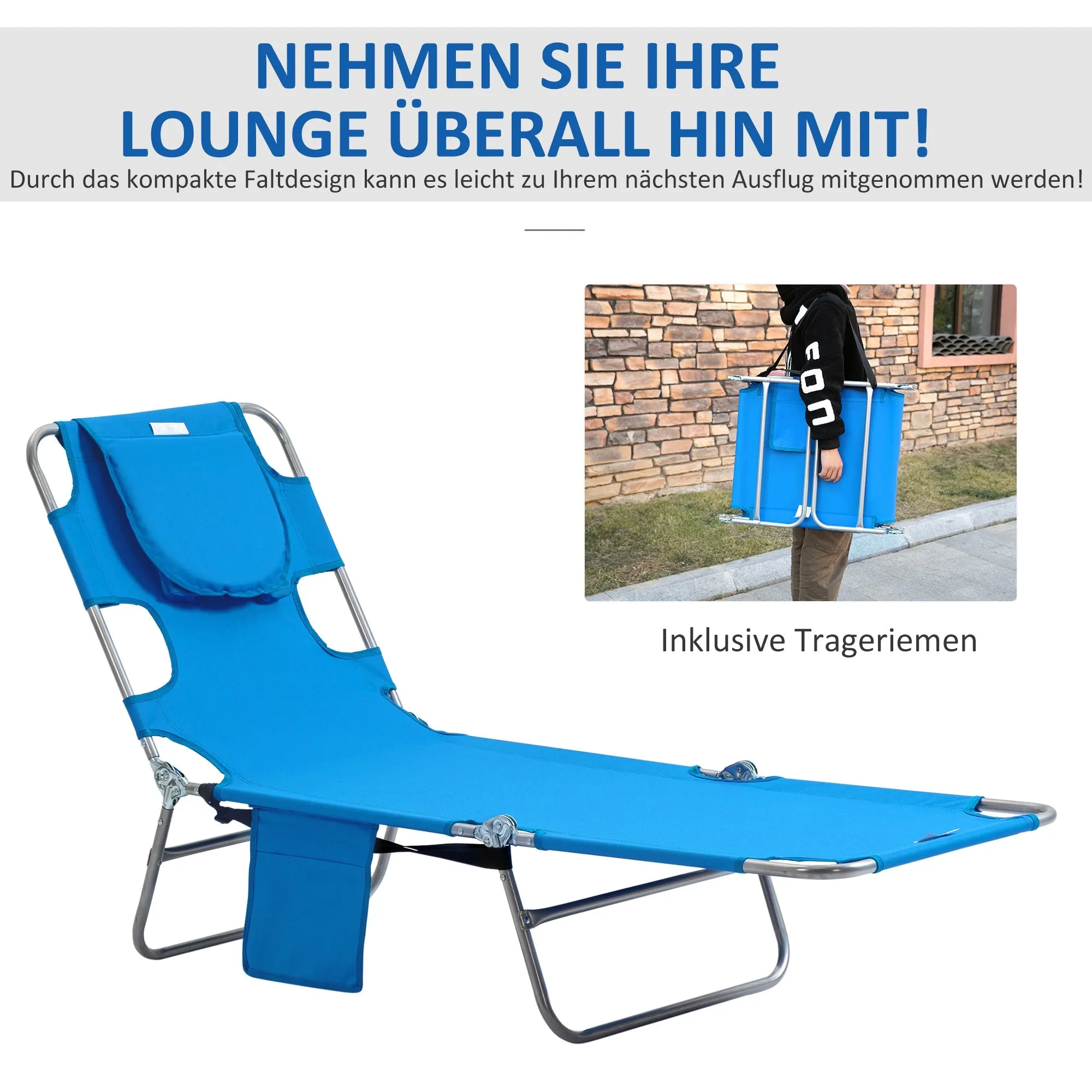 Rootz Garden Lying Deck Chair - Paradise Sun Lounger - Reclining Chair - Adjustable Comfort - 185cm x 55cm x 29cm