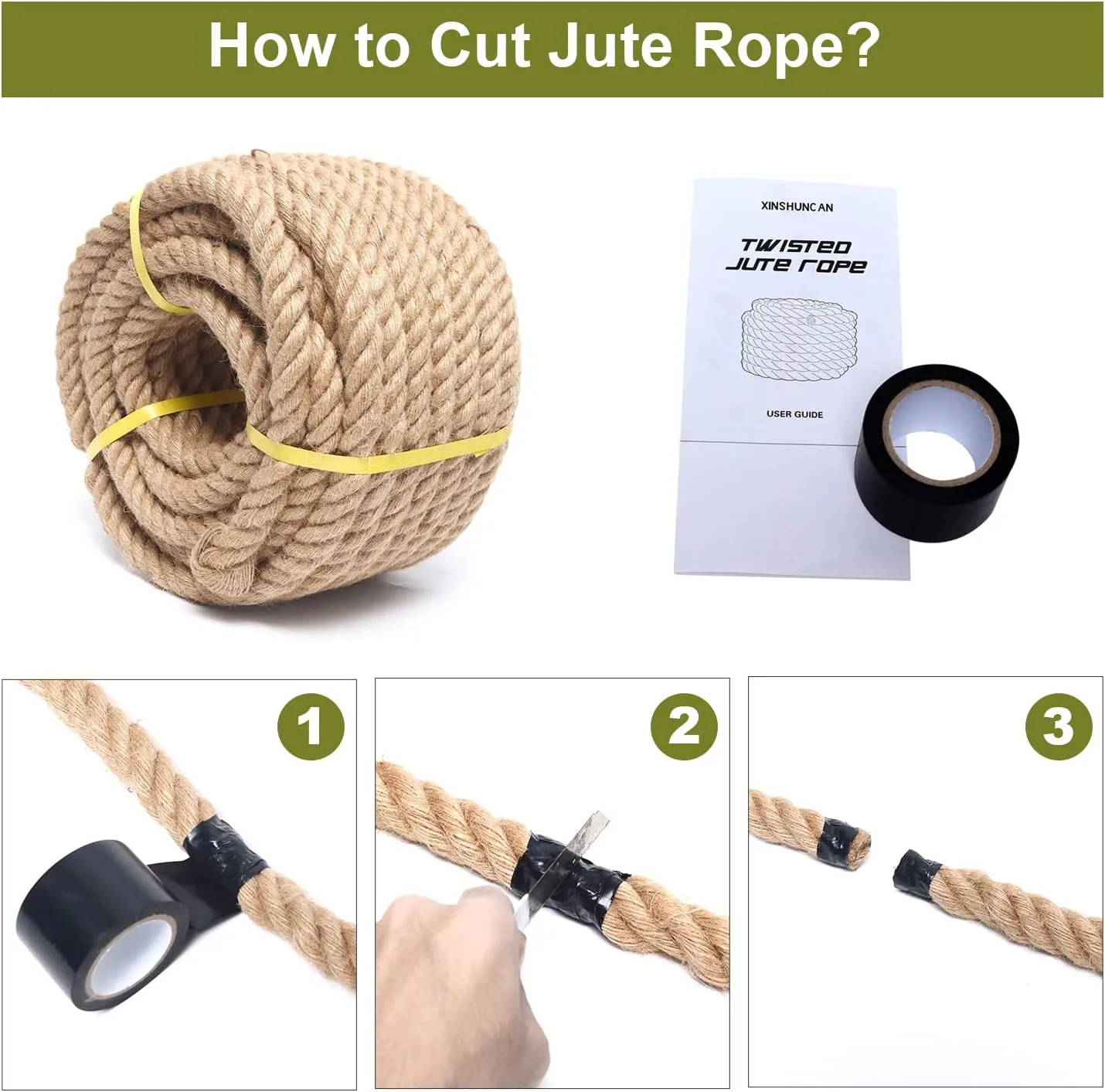 Rope 1 1/2 Inch 100 Feet Jute Rope, Heavy Duty Jute Rope,Natural Hemp Rope, Twisted Hemp Rope for Crafts, Gardening, Bundling,Hammock, Nautical, Tug of War, Railings, Home Decorating