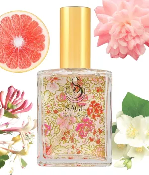 Rose Quartz Organic Perfume Spray by Sage- 2 oz, Vegan & Cruelty-Free, Floral Scent, Rose Damask, Honeysuckle, Jasmine - Made in USA
