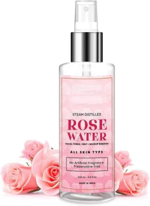 Rose Water - 200ml | Rose Water Spray for Face | Face Toner, Skin Toner & Makeup Remover | All Skin Types | No Artificial Fragrance & Alcohol-Free | Rose Water for Women & Men