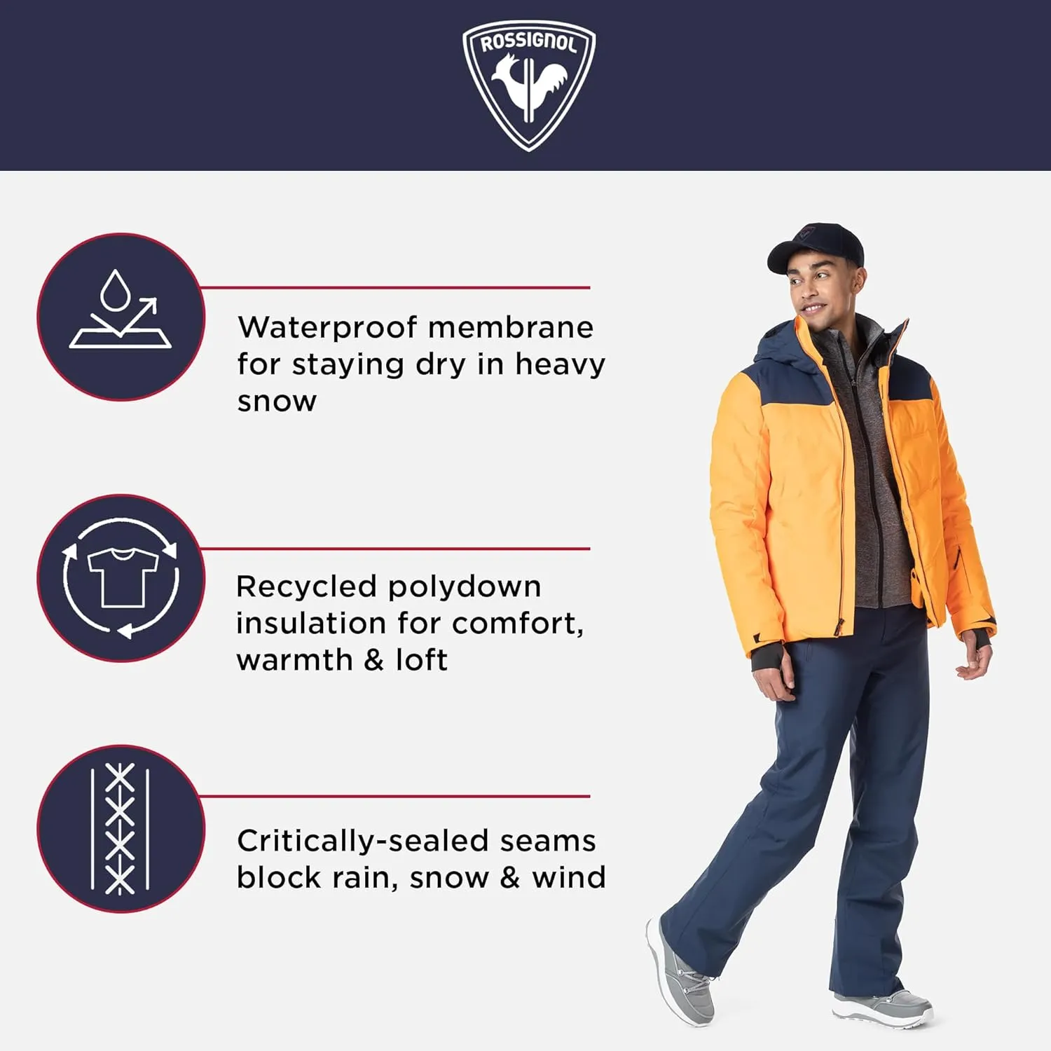 Rossignol mens Siz Lightweight Waterproof Breathable Classic Fit Insulated Warm Winter Snow Ski Pants