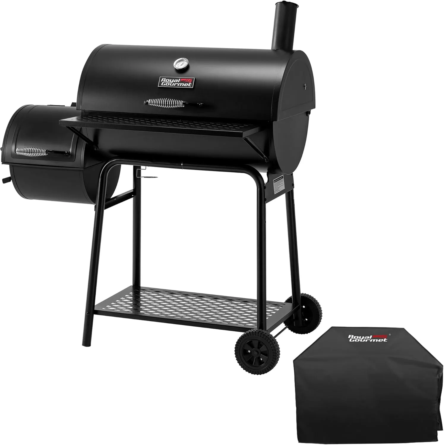 Royal Gourmet CC1830FC Charcoal Grill Offset Smoker (Grill   Cover), Black