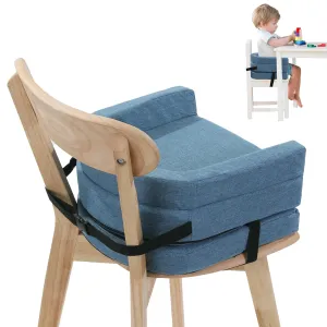 ROYALAY Toddler Booster Seat for Dining Table, Adjustable Height Booster Seat Pad for Kids Chair, 5.3inch Portable Booster Cushion with Straps, Travel Booster Seats for Baby Child Boys Girls(Blue)