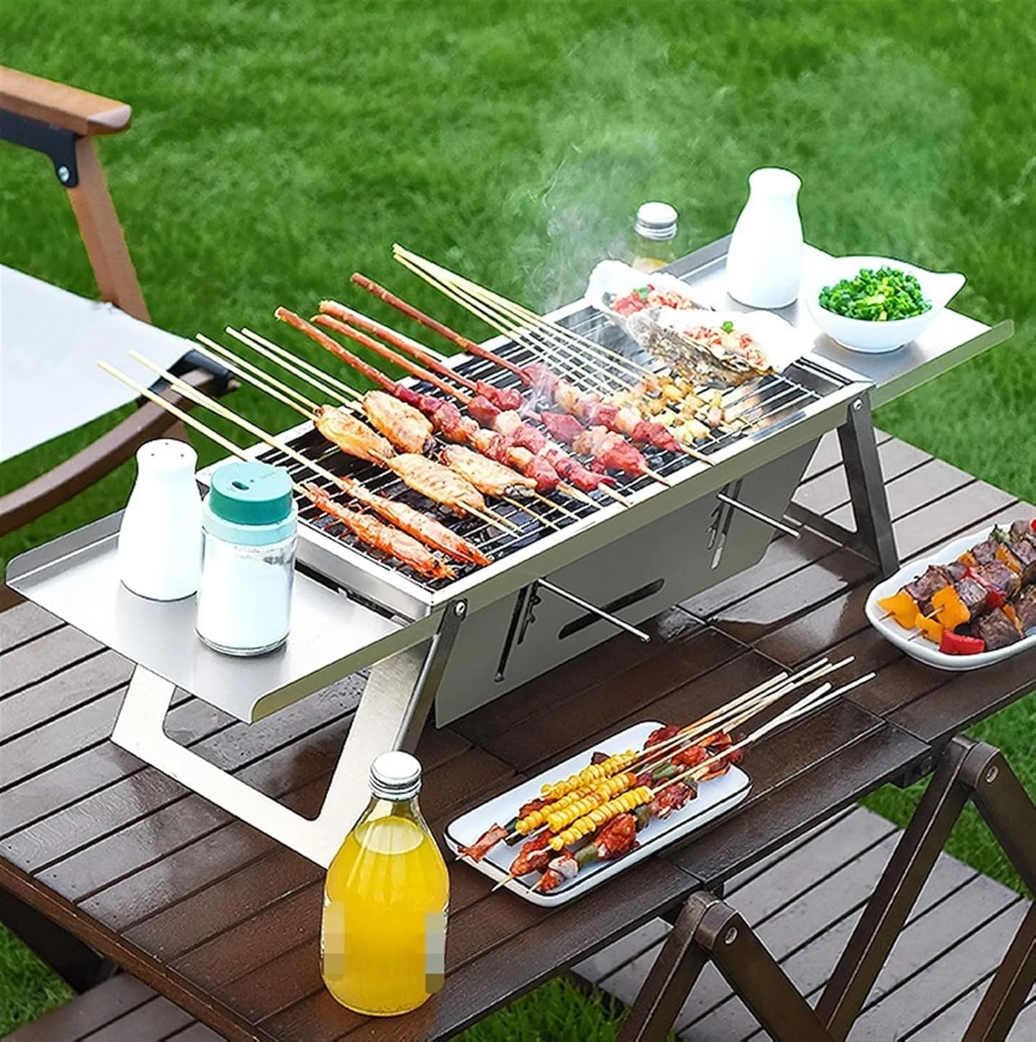 RUVOO BBQ Grill Folding Charcoal Grill Portable BBQ Grill Barbecue Grill for Camping Picnic Outdoor