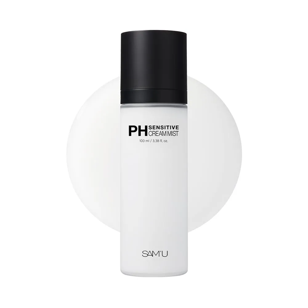 SAM'U PH Sensitive Cream Mist, Centella Face Mist, Hypoallergenic Facial Spray with Hyaluronic Acid & Ceramide, Hydrating & Quick Absorbing, Korean Skin Care for Dry & Sensitive Skin, 3.38 Fl. Oz