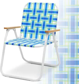 Sekey Folding Lawn Chair, Beach Chair for Adults with Highback, Camping Chair with Webbed Airflow Mesh, Patio Chair with Rust-Proof Coating, Webbed Lawn Chair for Outdoor, Fishing, Backyard