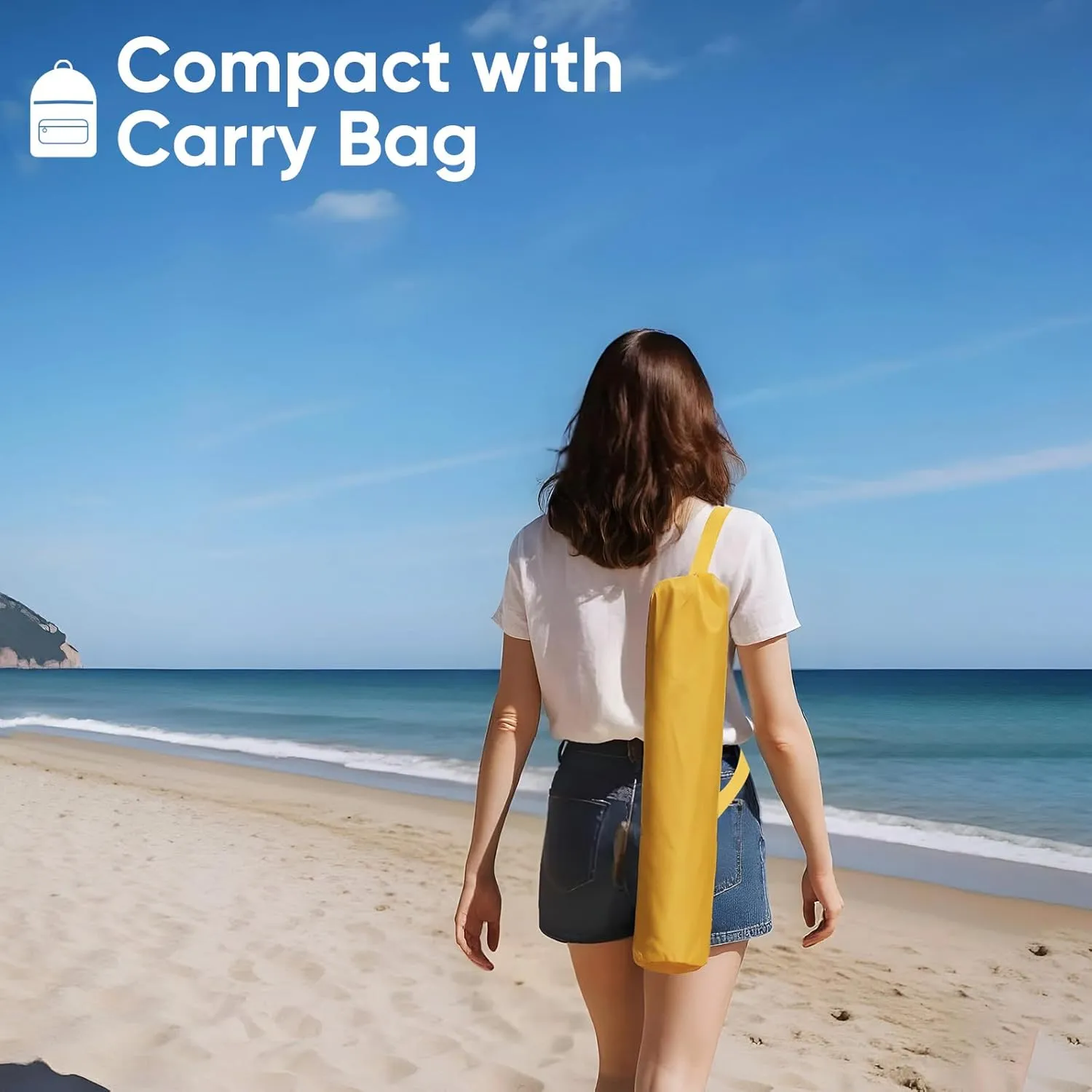 Sekey Portable Beach Chair, Lightweight Camping Chair with Carry Bag, Low Folding Beach Chair for Adults, Compact Ourdoor Chair for Picnic, Fishing and Sports Events, Yellow