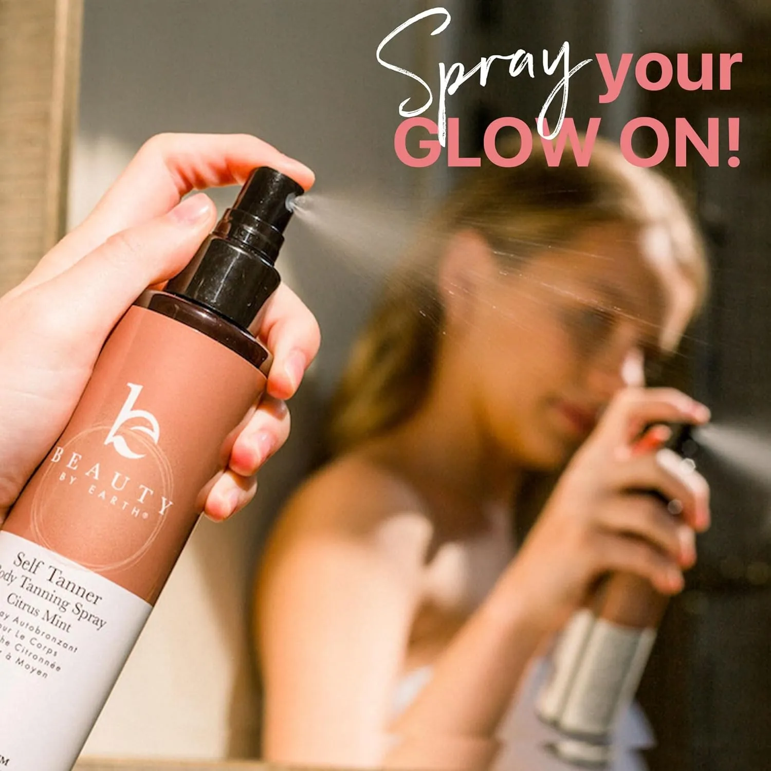 Self Tanner Spray - USA Made with Natural & Organic Ingredients, Fast Drying Spray Tan for Pale Skin, Non Toxic Gradual Tanning Spray, Sunless Tanning Water for Women & Men, Medium to Dark