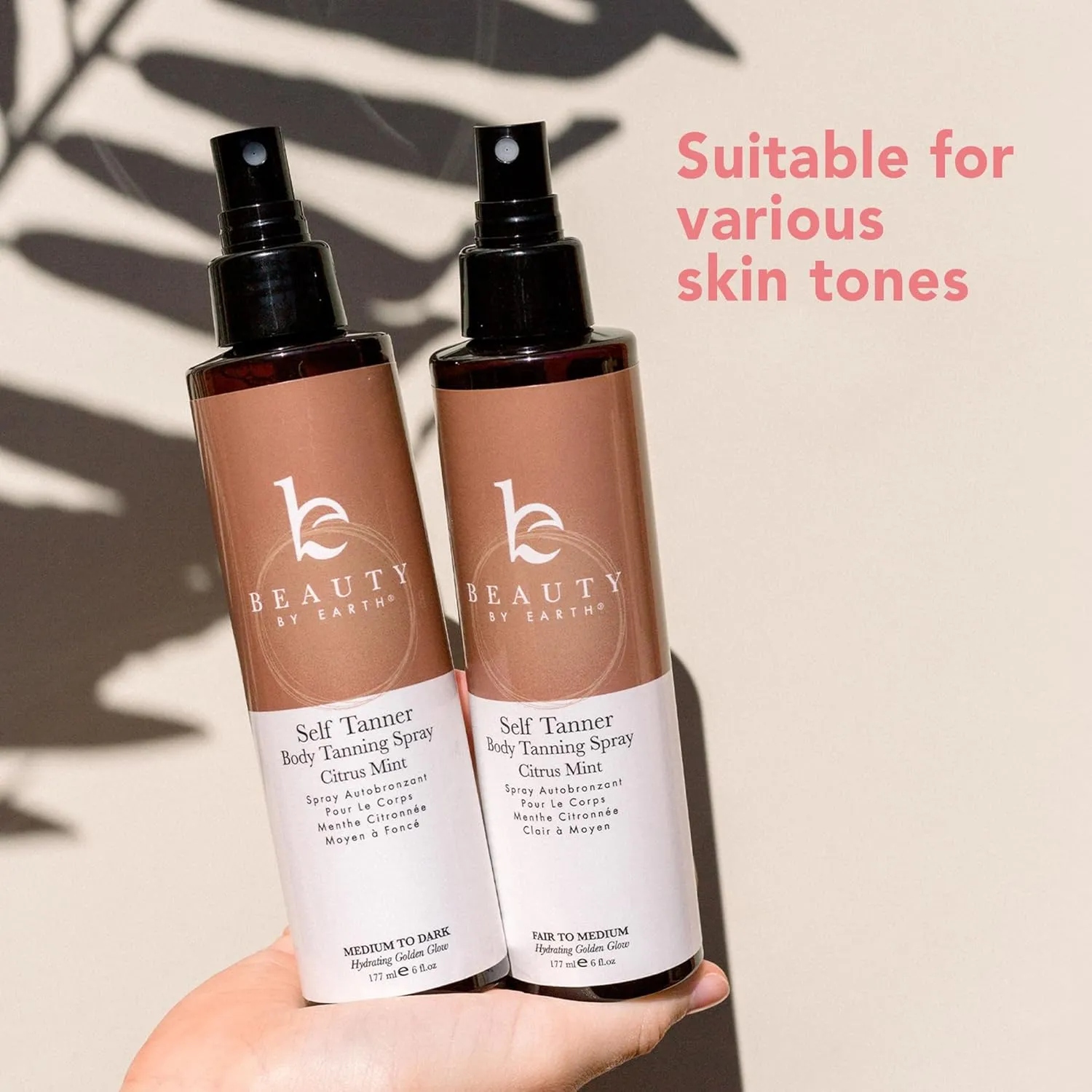 Self Tanner Spray - USA Made with Natural & Organic Ingredients, Fast Drying Spray Tan for Pale Skin, Non Toxic Gradual Tanning Spray, Sunless Tanning Water for Women & Men, Medium to Dark