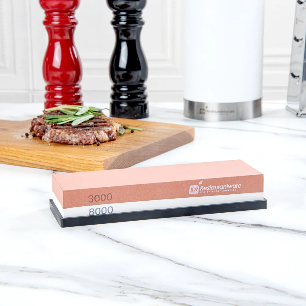 Sensei Whetstone Knife Sharpening Set - 3000/8000, Silicone Holder - 1 count box