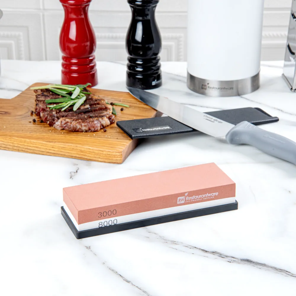 Sensei Whetstone Knife Sharpening Set - 3000/8000, Silicone Holder - 1 count box