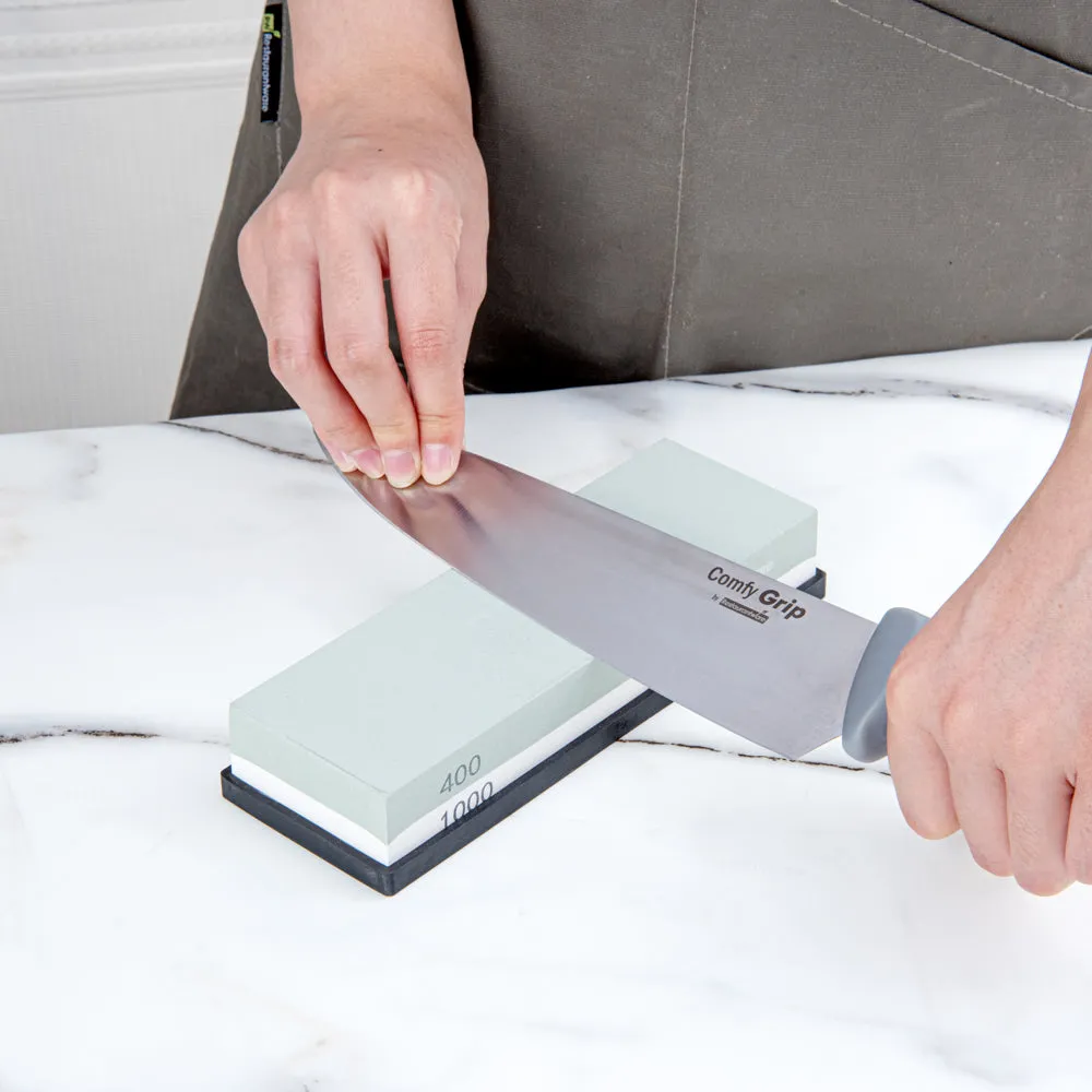 Sensei Whetstone Knife Sharpening Set - 400/1000, Silicone Holder - 1 count box