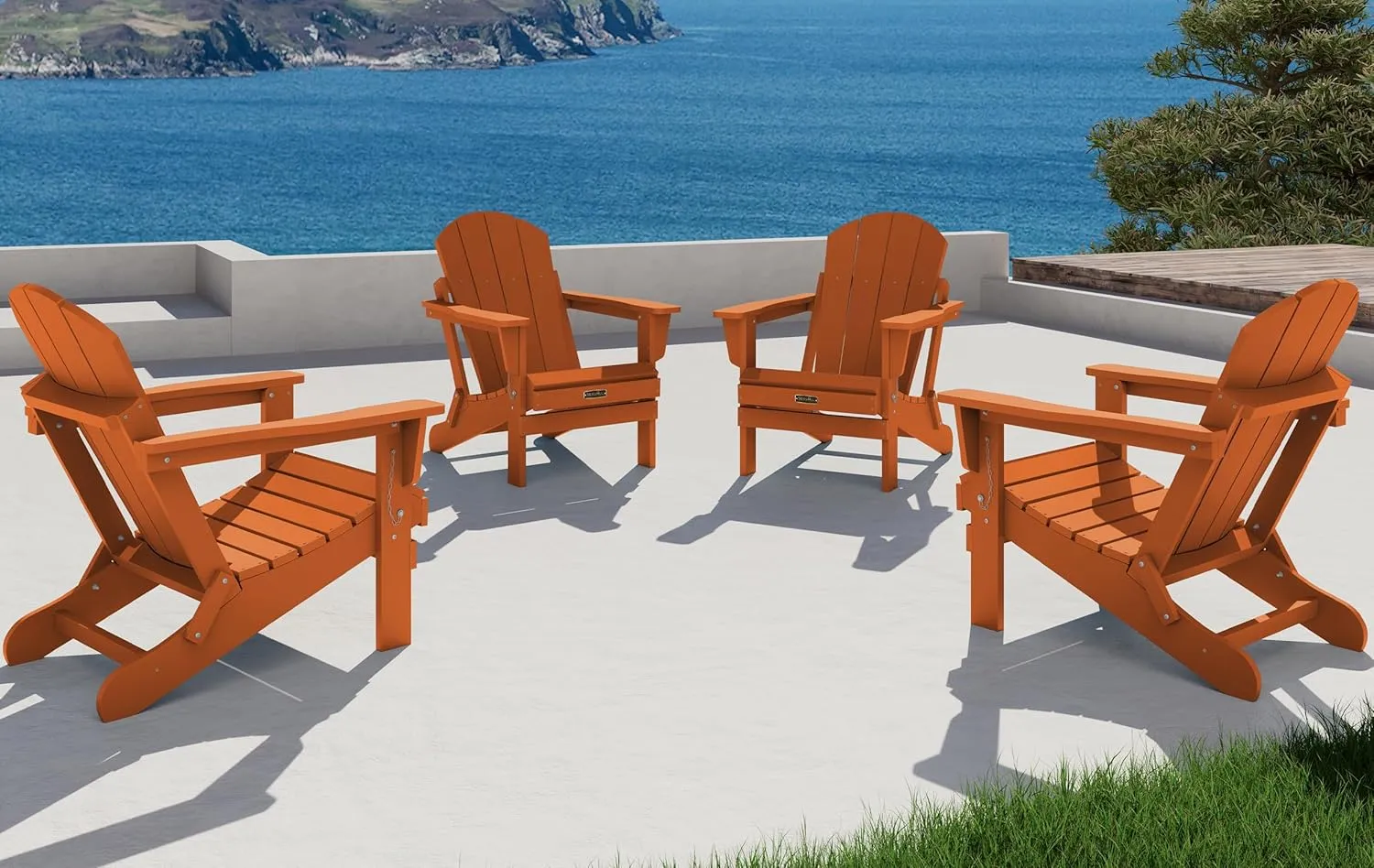 SERWALL Adirondack Chair for Patio Garden Outdoors Fire Pit- Apricot