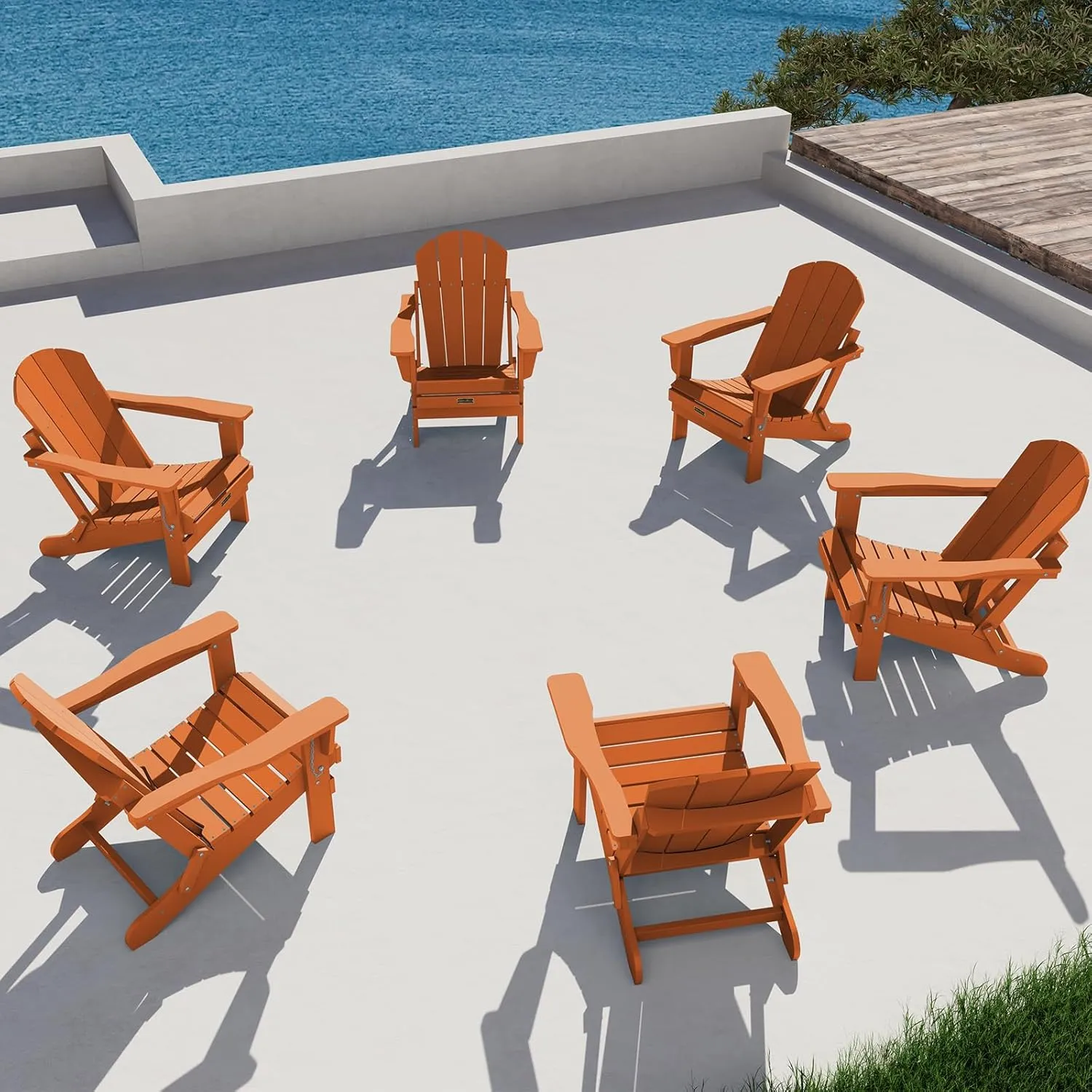 SERWALL Adirondack Chair for Patio Garden Outdoors Fire Pit- Apricot