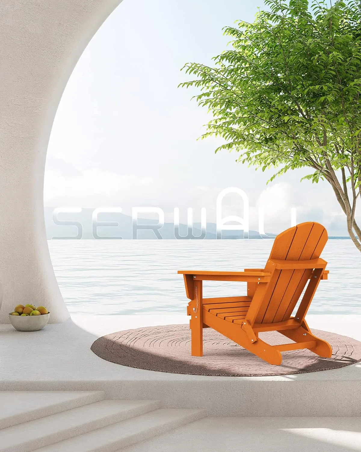 SERWALL Adirondack Chair for Patio Garden Outdoors Fire Pit- Apricot