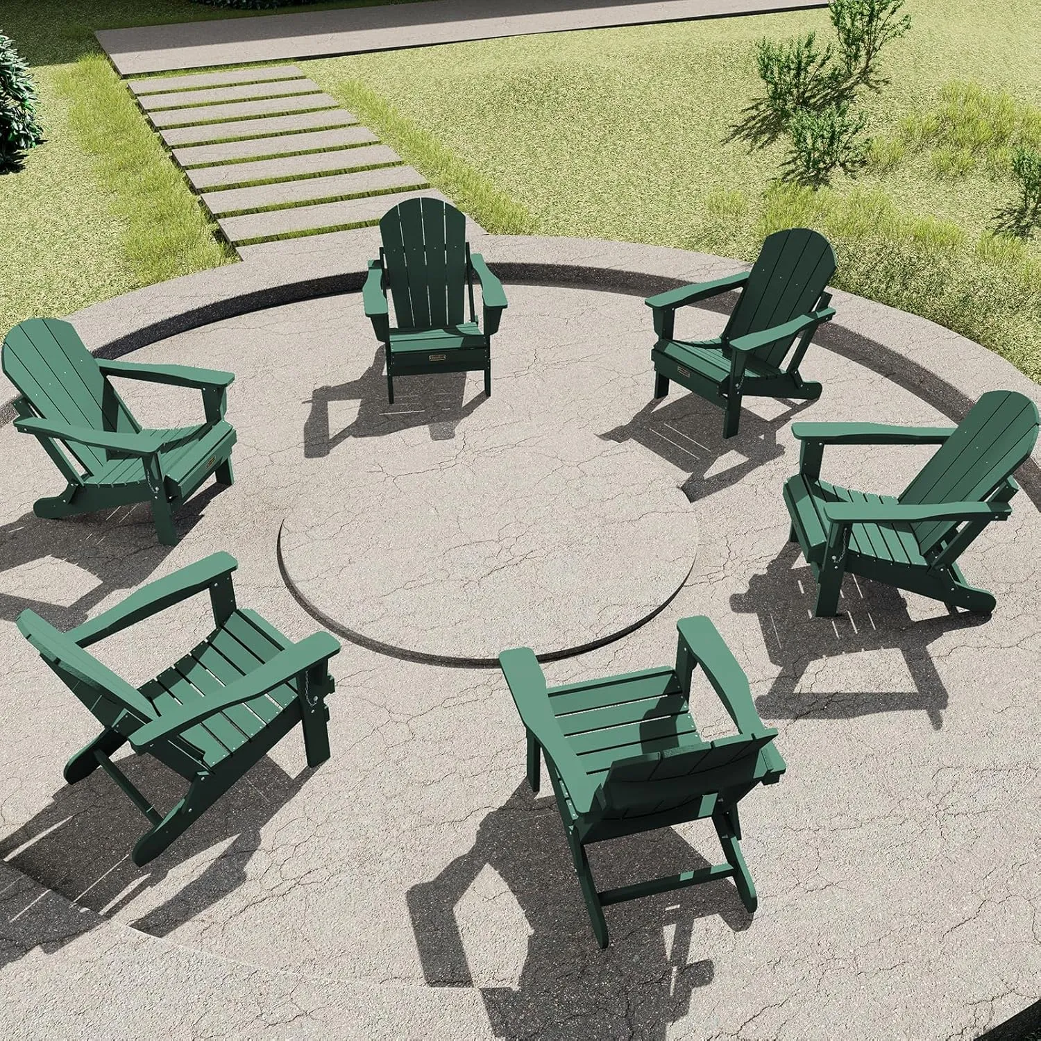SERWALL Folding Adirondack Chair Outdoor Adirondack Chairs Weather Resistant Patio Chair Weather Resistant for Patio Deck Garden, Backyard Deck, Fire Pit - Green