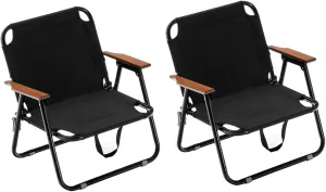 Set Of 2 Folding Camping Chairs, For Outdoors Picnic Garden Backyard Patio Travel, Folding Sun Loungers, Steel Tube Support   Oxford Fabric, Black, Recliner Garden Chairs Outdoor Folding Chair ( Color