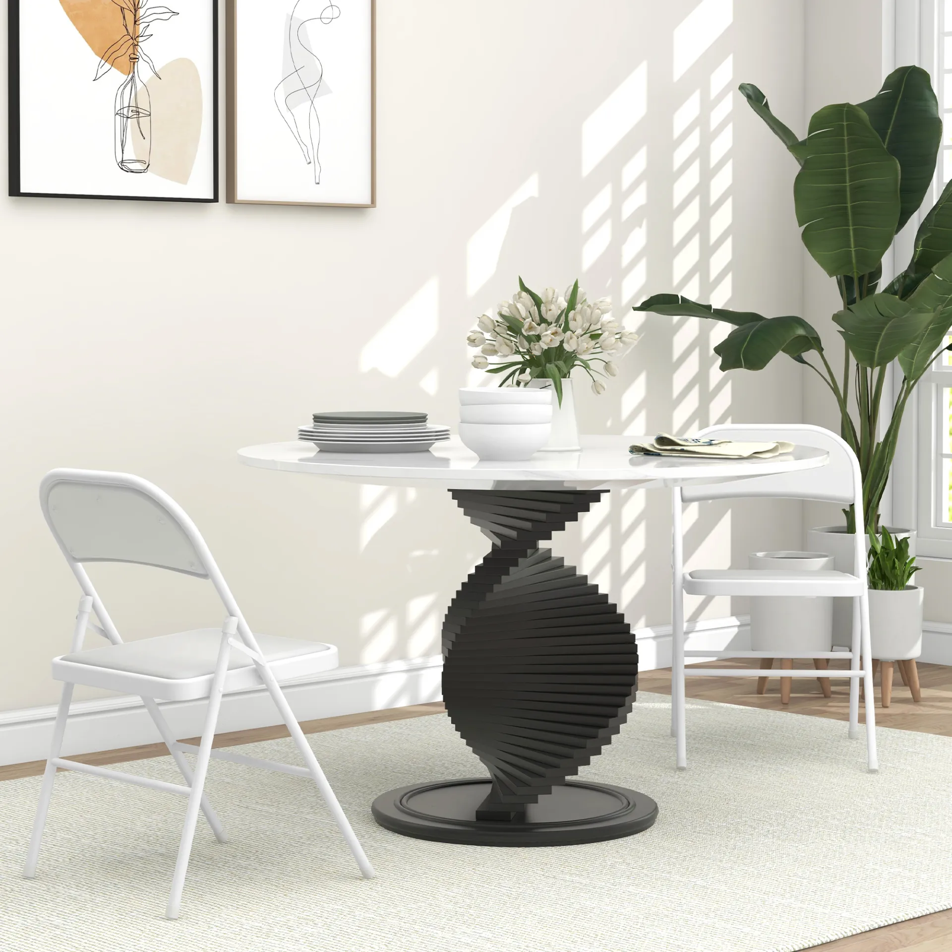 Set of 2 Padded Folding Chairs PU Leather with Cushioned Seat and Metal Frame in White | HOMCOM