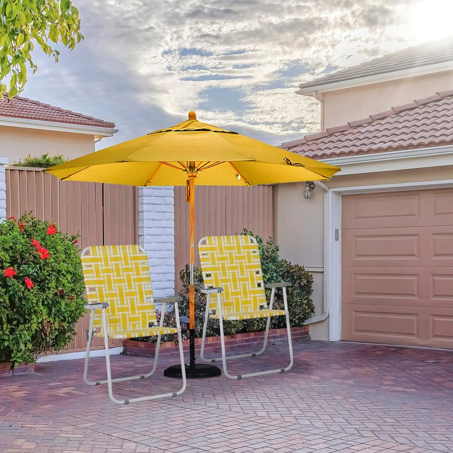 Set of 2 Patio Folding Lawn Chair, Outdoor Beach Camping Webbed Folding Chair for Yard, Garden (Yellow)