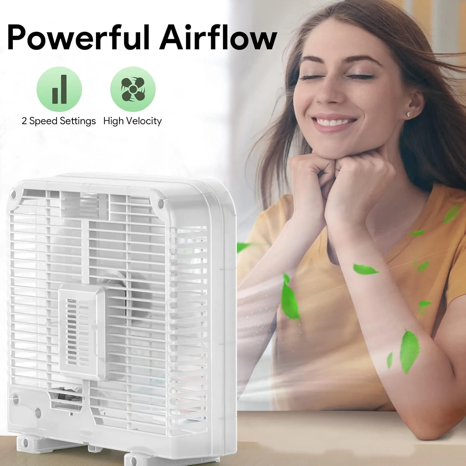 shinic 10" Tabletop Box Fan for Bedroom, 2 Speeds, Quiet Table Fan with Strong Airflow, Energy Efficient Small Box Fan, Portable Kitchen Exhaust Fan for Bedroom Bathroom Office Dorm Workshop, Black