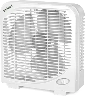 shinic 10" Tabletop Box Fan for Bedroom, 2 Speeds, Quiet Table Fan with Strong Airflow, Energy Efficient Small Box Fan, Portable Kitchen Exhaust Fan for Bedroom Bathroom Office Dorm Workshop, White