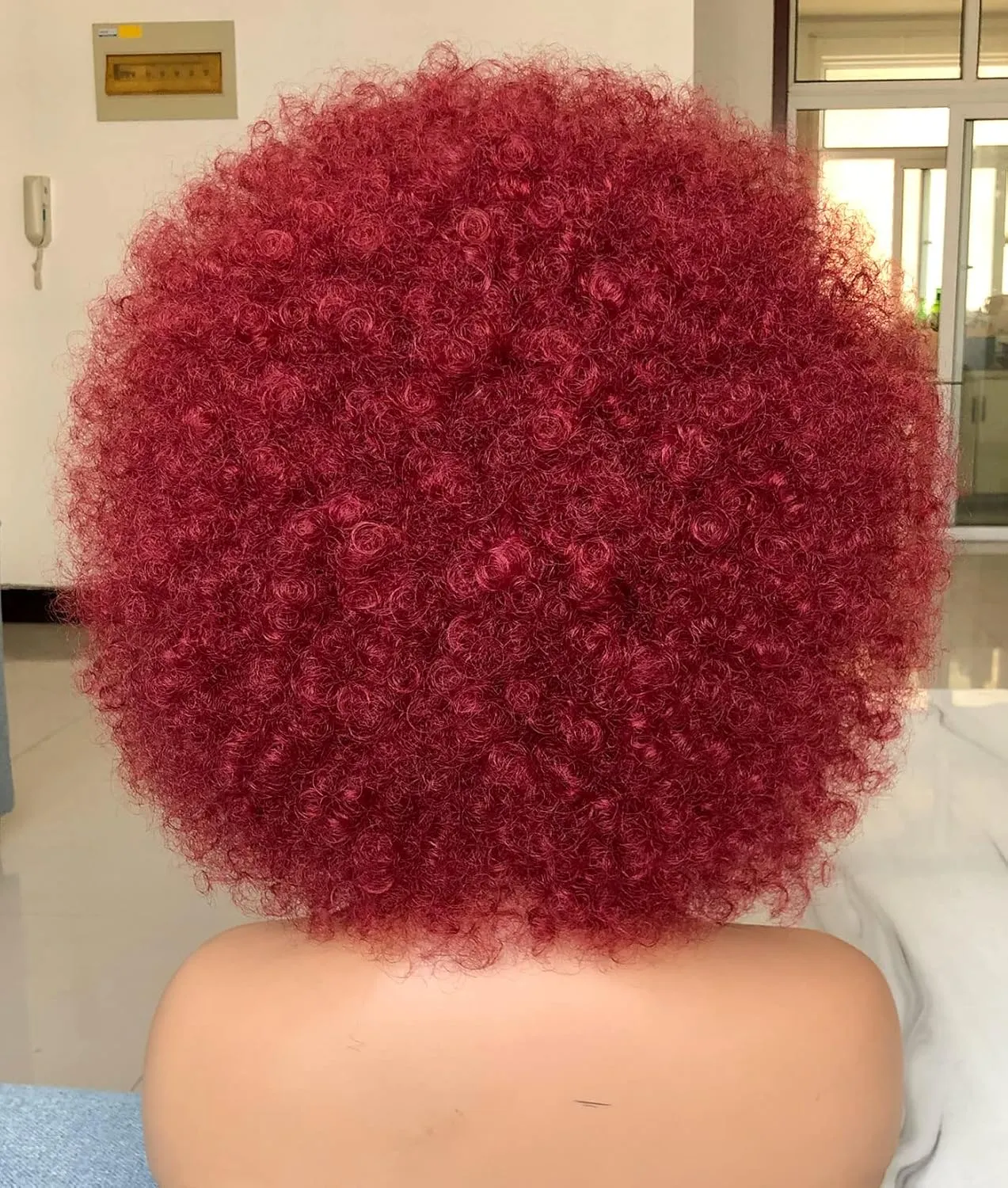 Short Afro Wig with Bangs for Black Women Afro Kinky Curly Wig 70s Premium Synthetic Big Afro Wigs(BUG)