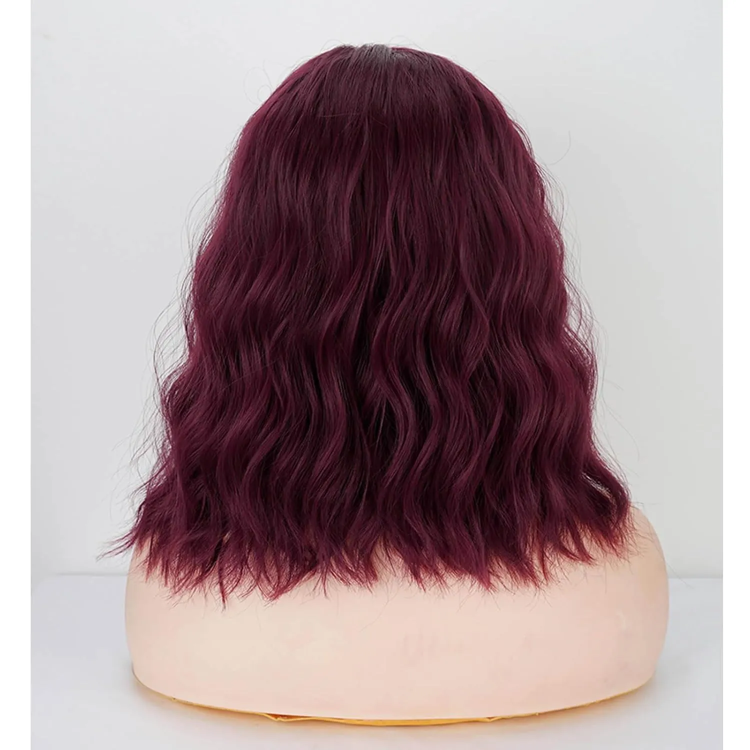 Short Wavy Bob Wigs for Women Wig with Lace Synthetic Wigs for White Women 14 Inch Middle Part Wig Curly Wigs for Black Women Shoulder Length for Daily (#BUG Red)