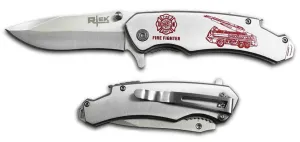 Silver Fire Fighter Stainless Steel 8-Inch Folding Knife - Durable and Compact