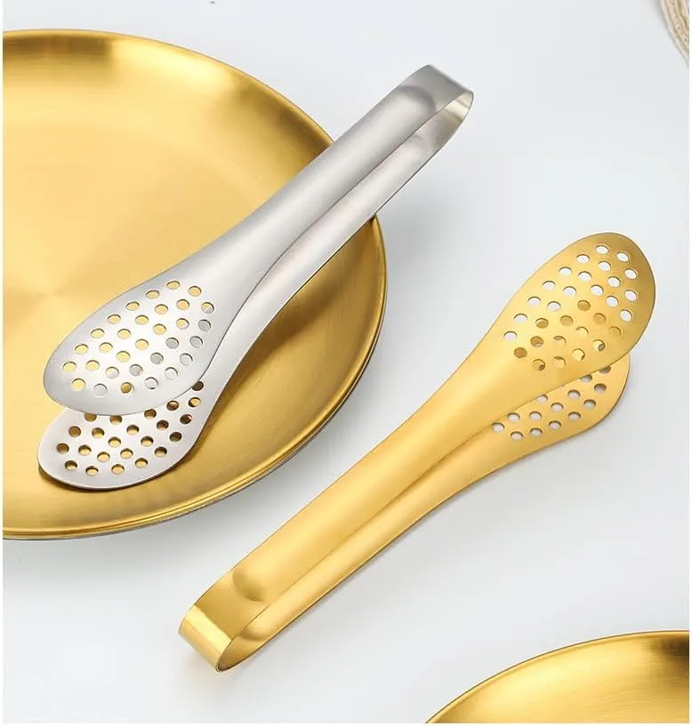 Silverware Flatware Set, 20-piece Stainless Steel Tableware Set For Outdoor Travel Camping Picnic Barbecue Plate Clip Knife Fork Spoon Bread Clip Set Portable Storage Bag(Gold)
