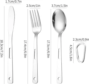 Silverware Flatware Set, 3/12/18/24/30/36pcs Outdoor Camping Tableware Picnic Stainless Steel Knife, Fork And Spoon Set Travel Portable Tableware With Storage Bag(Silver,12 Pieces for 4)