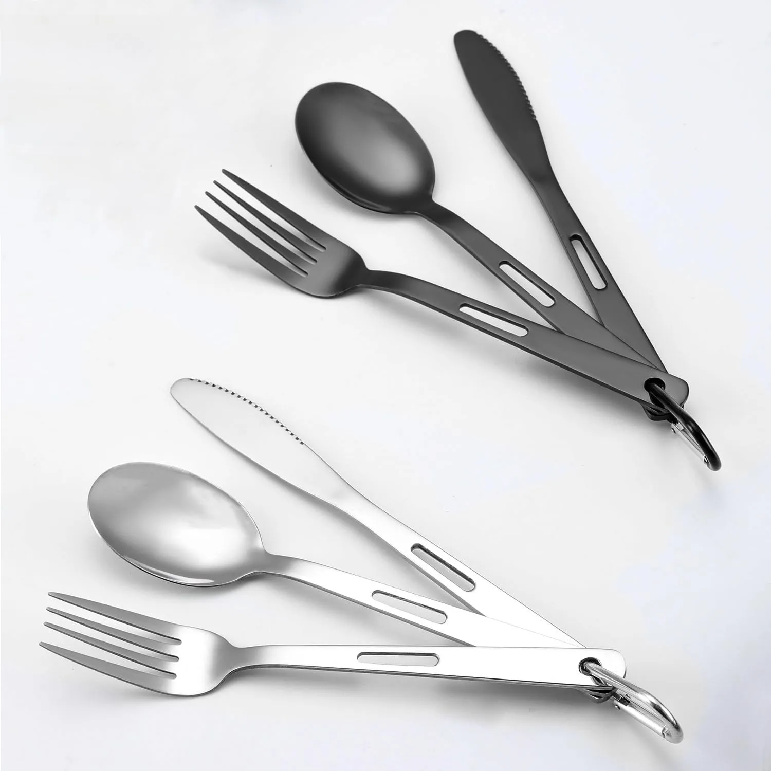 Silverware Flatware Set, 3/12/18/24/30/36pcs Outdoor Camping Tableware Picnic Stainless Steel Knife, Fork And Spoon Set Travel Portable Tableware(Silver,36 Pieces for 12)