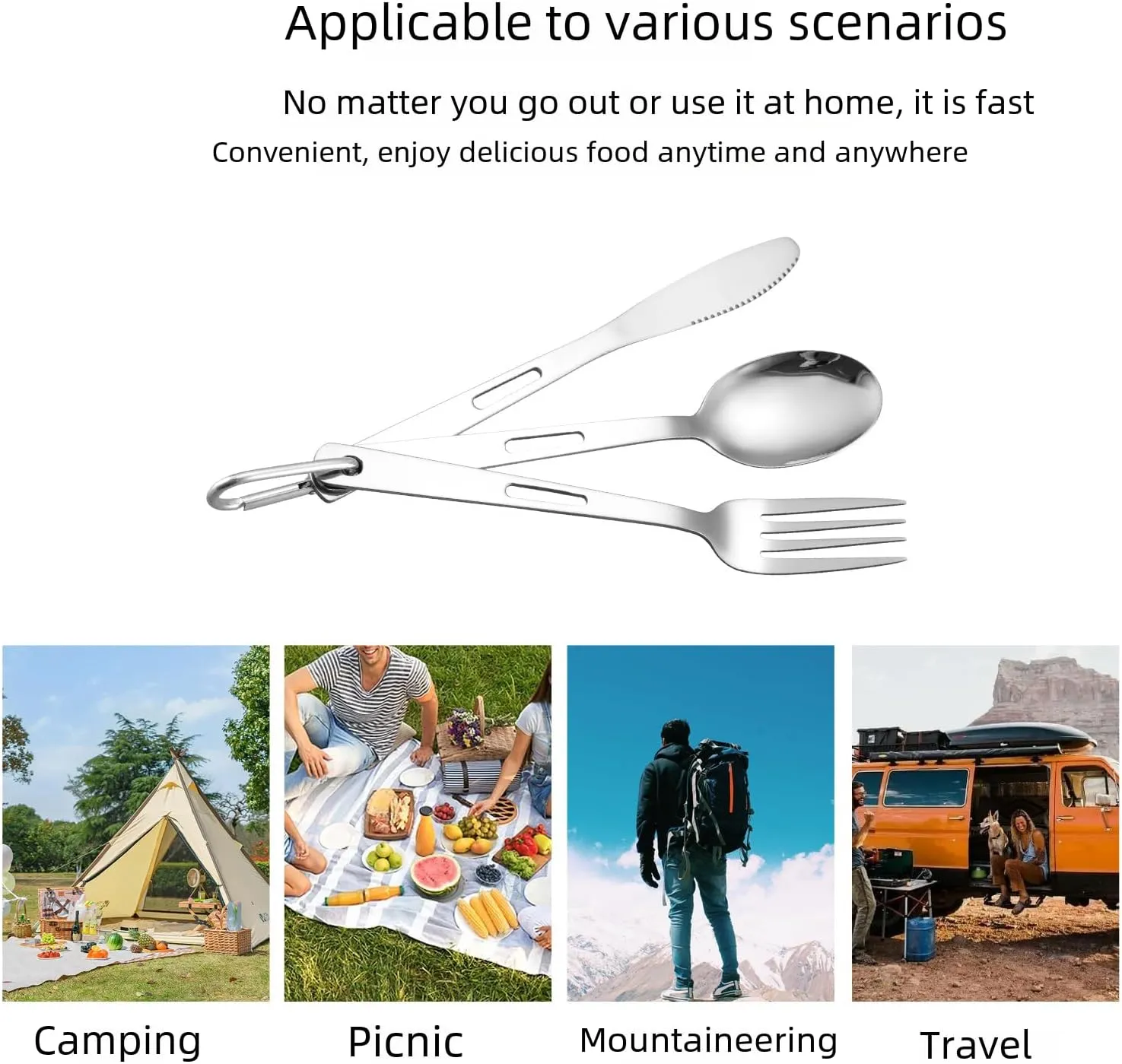 Silverware Flatware Set, 3/12/18/24/30/36pcs Outdoor Camping Tableware Picnic Stainless Steel Knife, Fork And Spoon Set Travel Portable Tableware(Silver,36 Pieces for 12)