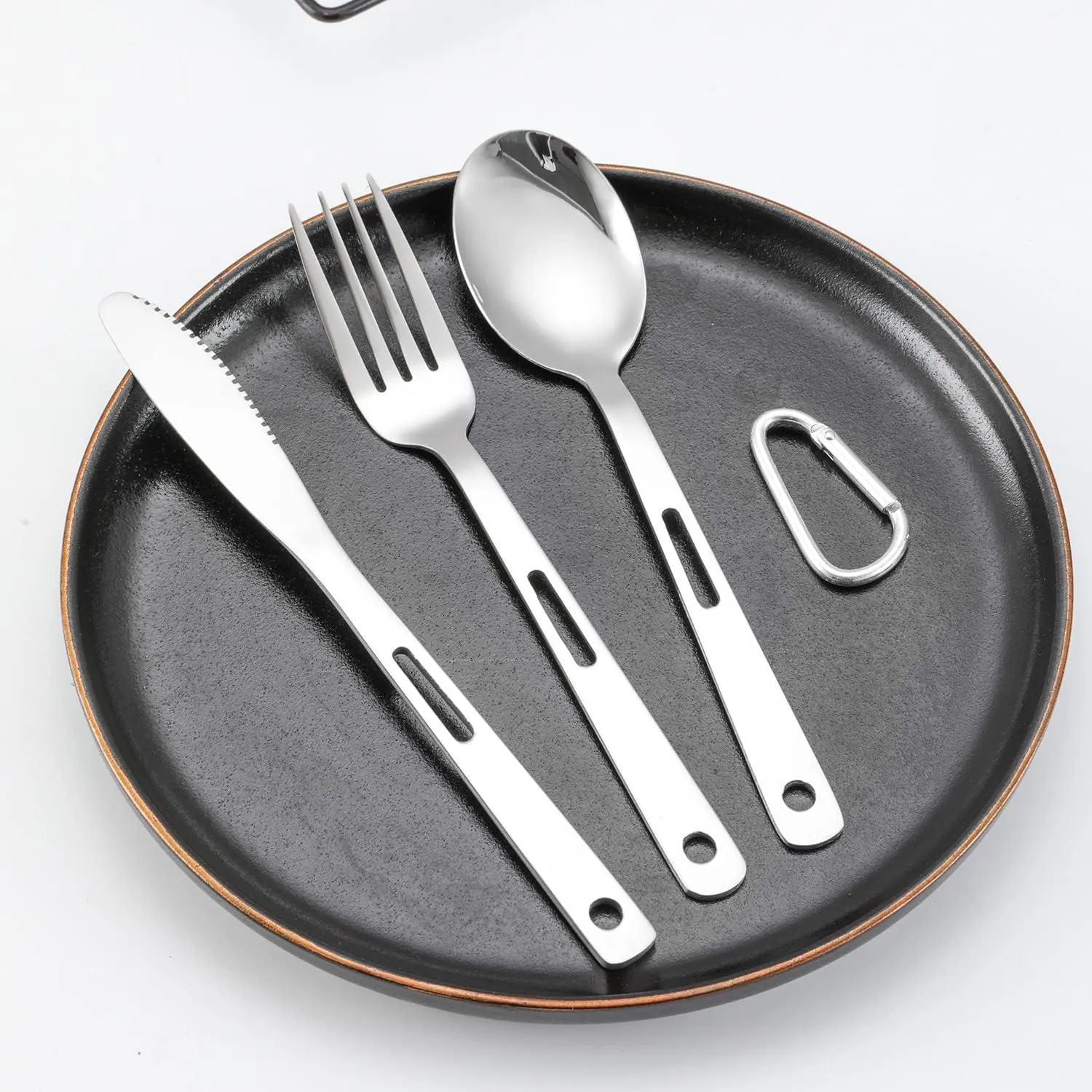 Silverware Flatware Set, 3/12/18/24/30/36pcs Outdoor Camping Tableware Picnic Stainless Steel Knife, Fork And Spoon Set Travel Portable Tableware(Silver,36 Pieces for 12)