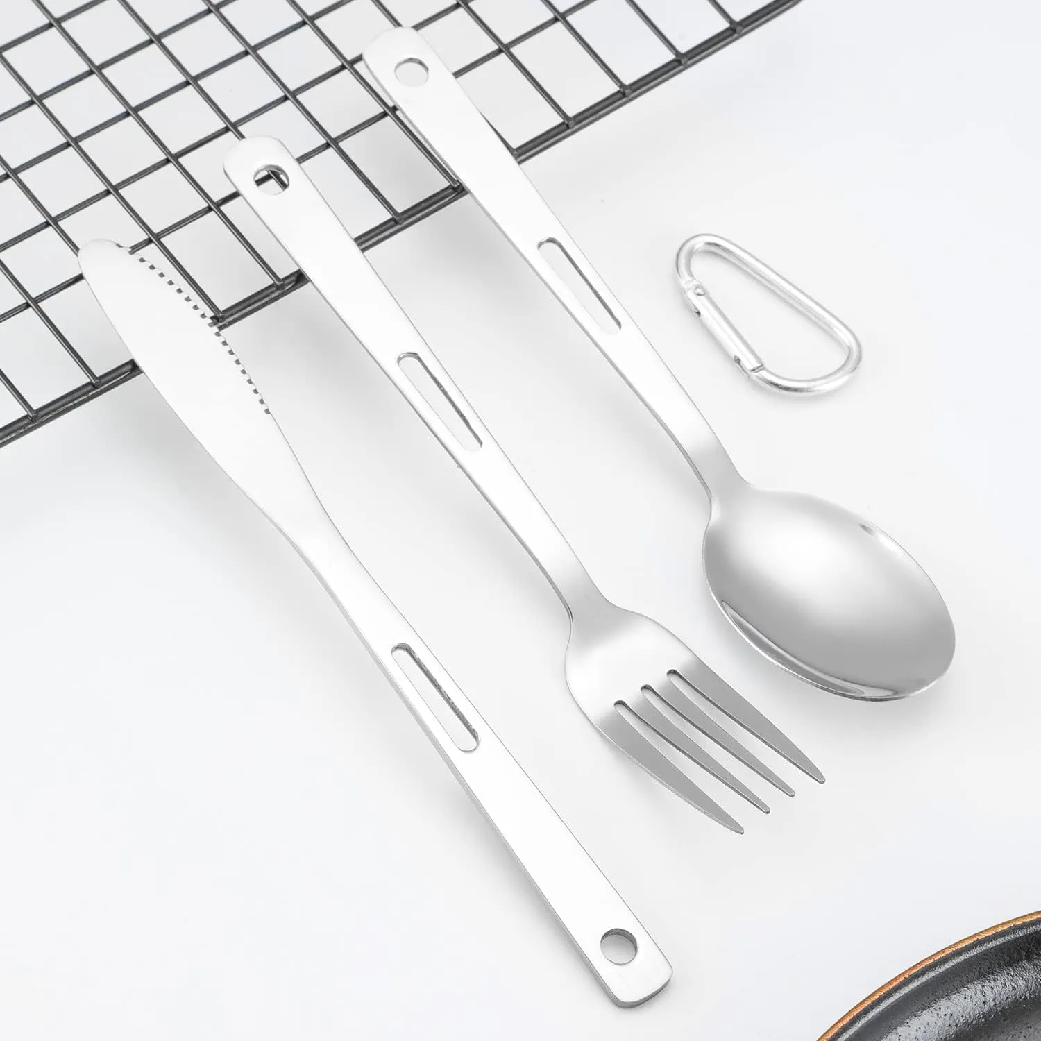 Silverware Flatware Set, 3/12/18/24/30/36pcs Outdoor Camping Tableware Picnic Stainless Steel Knife, Fork And Spoon Set Travel Portable Tableware(Silver,36 Pieces for 12)