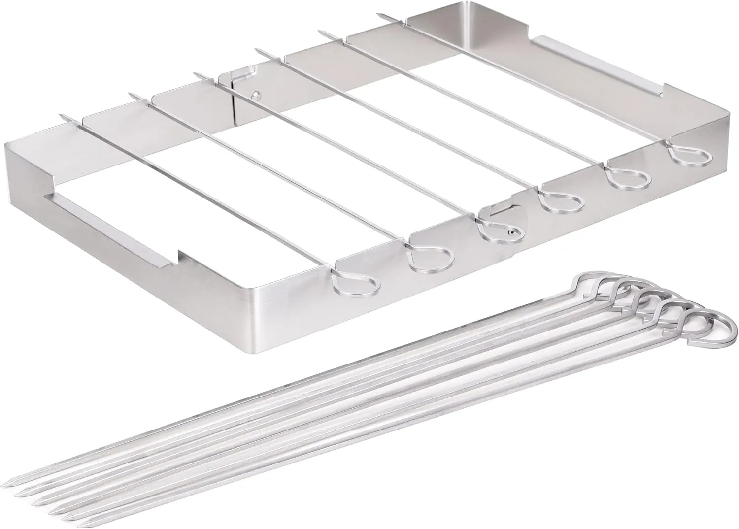 Skewer Rack Set for Grill,12pcs 12inch Stainless Steel Square Barbecue Skewers Shish Kabob and Foldable Grill BBQ Racks Set for Party and Cookout (Barbecue Skewers Rack Set 12p 1)
