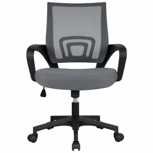 SKONYON Adjustable Mid Back Mesh Swivel Office Chair with Armrests, Dark Gray