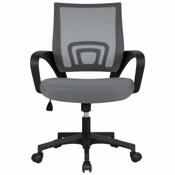 SKONYON Adjustable Mid Back Mesh Swivel Office Chair with Armrests, Dark Gray