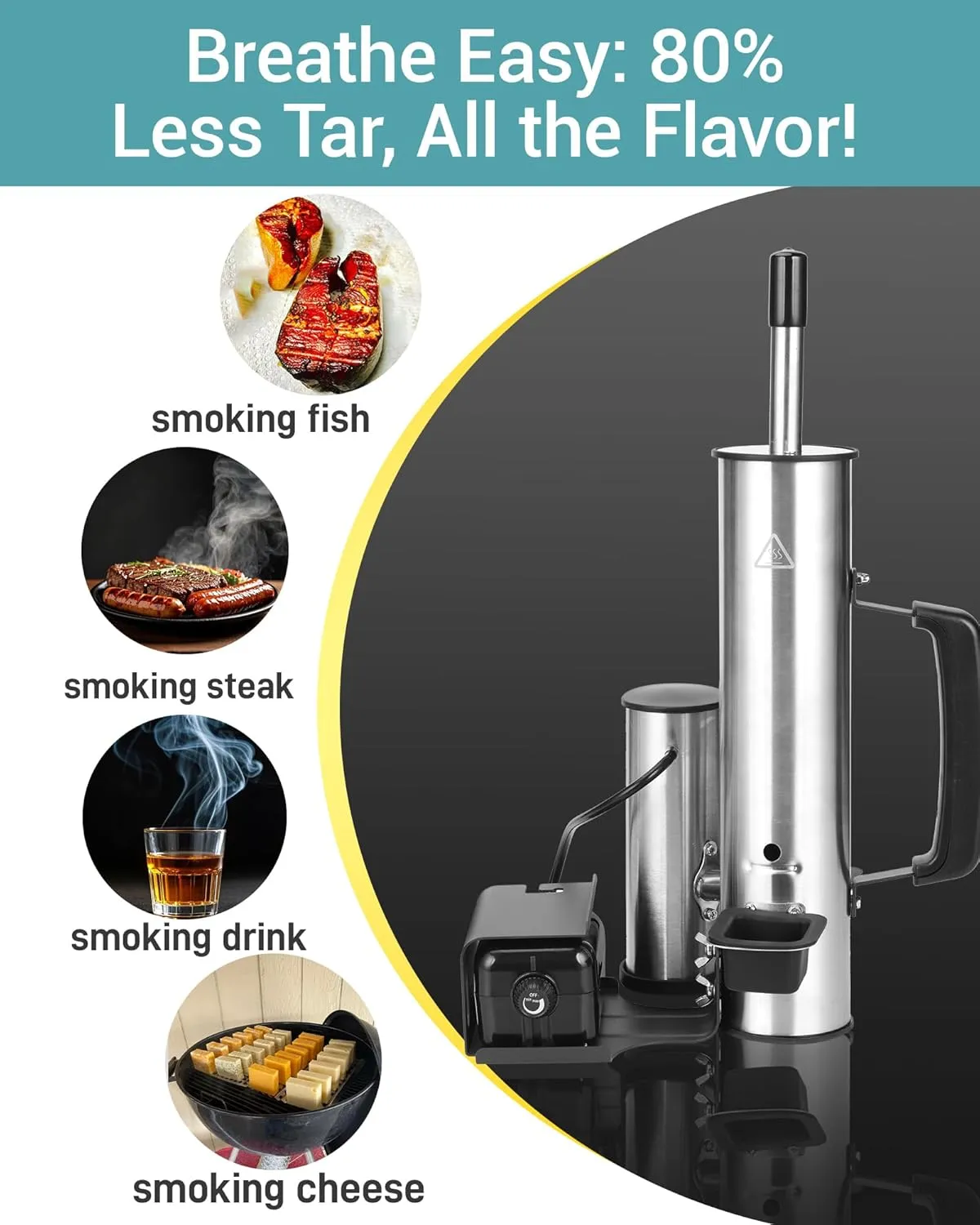 Smoke Generator For Cheese, Smoke Tube For Pellet Smoker,Outdoor Hot or Cold Smok er with Air Pump,Griddle Accessories for Camping, Cold Smoker Attachment, Smoke Box for Any Grill