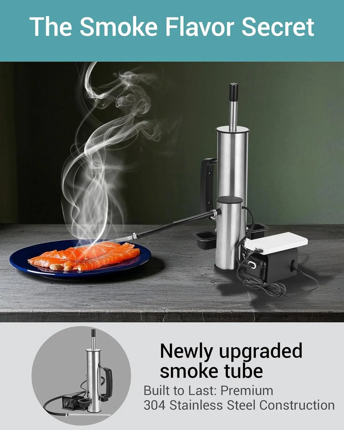 Smoke Generator For Cheese, Smoke Tube For Pellet Smoker,Outdoor Hot or Cold Smok er with Air Pump,Griddle Accessories for Camping, Cold Smoker Attachment, Smoke Box for Any Grill