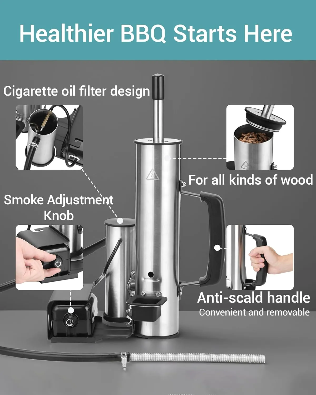 Smoke Generator For Cheese, Smoke Tube For Pellet Smoker,Outdoor Hot or Cold Smok er with Air Pump,Griddle Accessories for Camping, Cold Smoker Attachment, Smoke Box for Any Grill