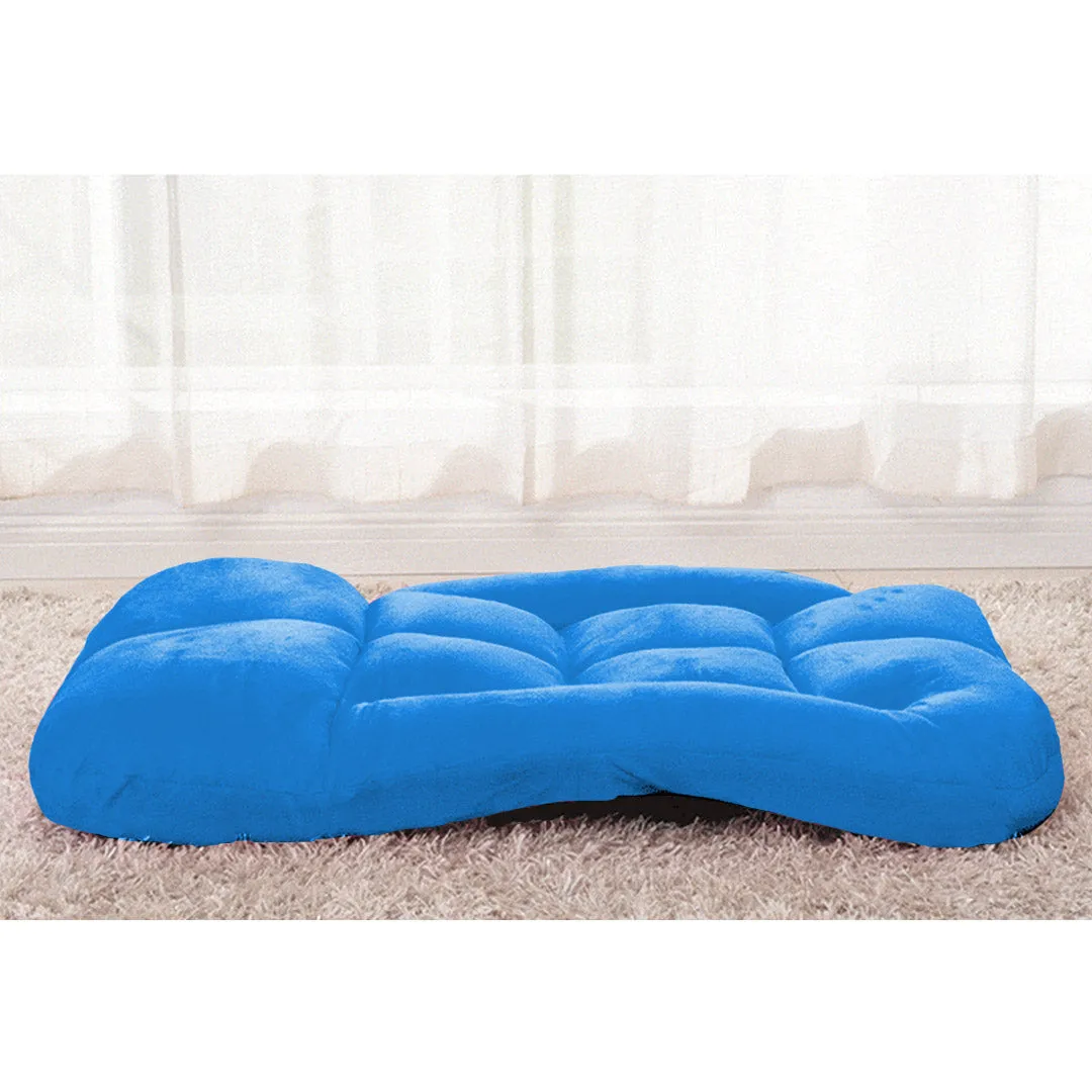 SOGA 2X Foldable Lounge Cushion Adjustable Floor Lazy Recliner Chair with Armrest Blue - Kid