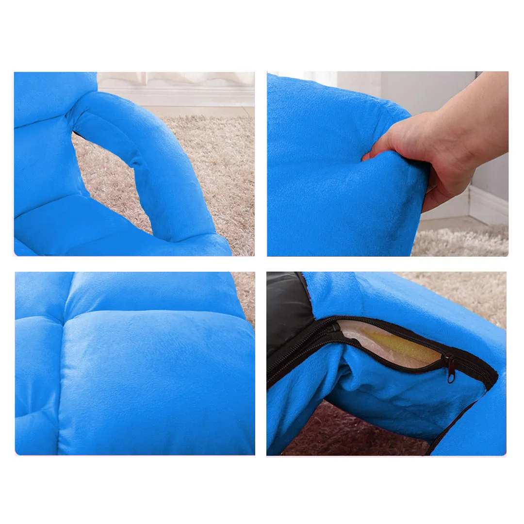 SOGA 2X Foldable Lounge Cushion Adjustable Floor Lazy Recliner Chair with Armrest Blue - Kid