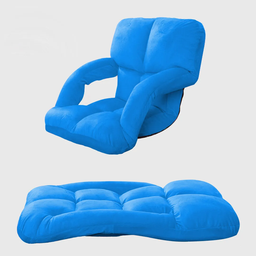 SOGA 2X Foldable Lounge Cushion Adjustable Floor Lazy Recliner Chair with Armrest Blue - Kid